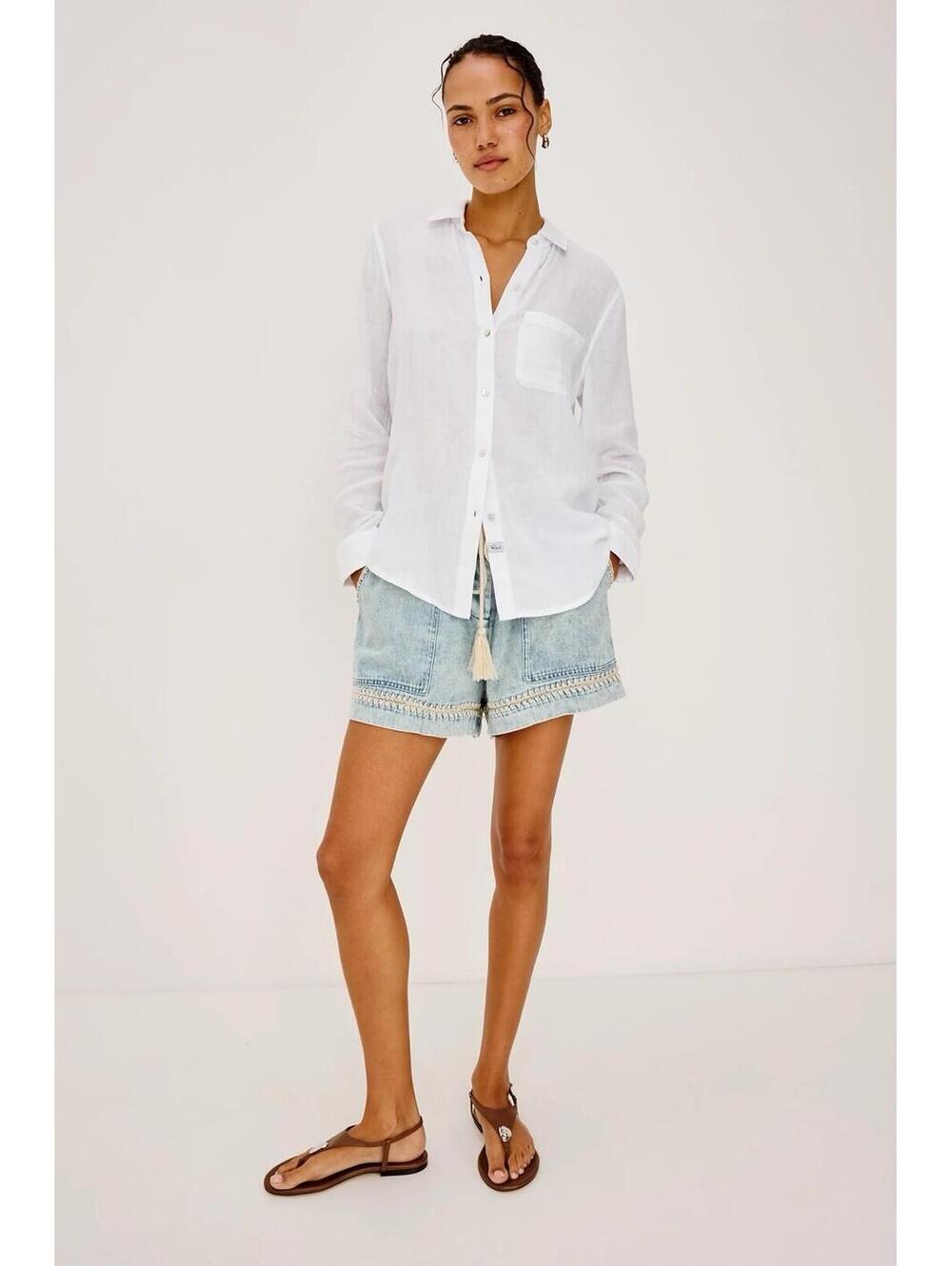 RAILS Women’s Ellis Button-Up Gauze Shirt in White-Size Medium - Picture 3 of 15